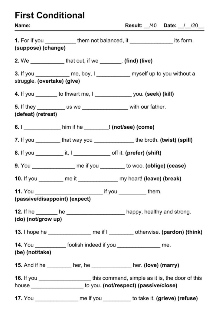 101 Printable First Conditional PDF Worksheets With Answers Grammarism