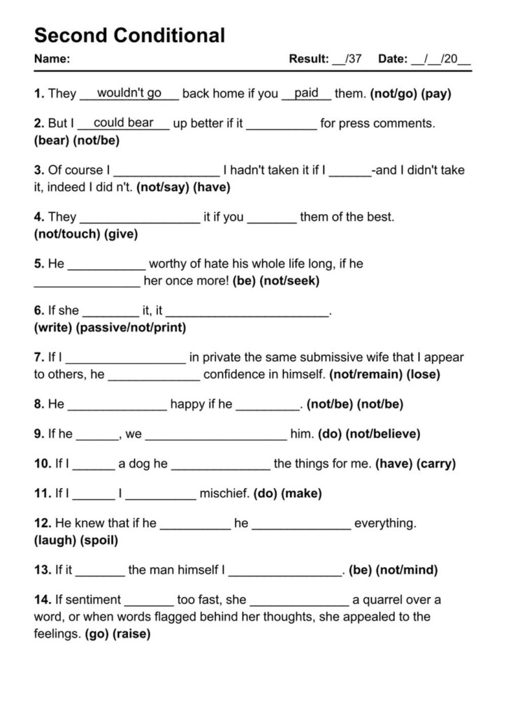 101 Printable Second Conditional PDF Worksheets With Answers Grammarism