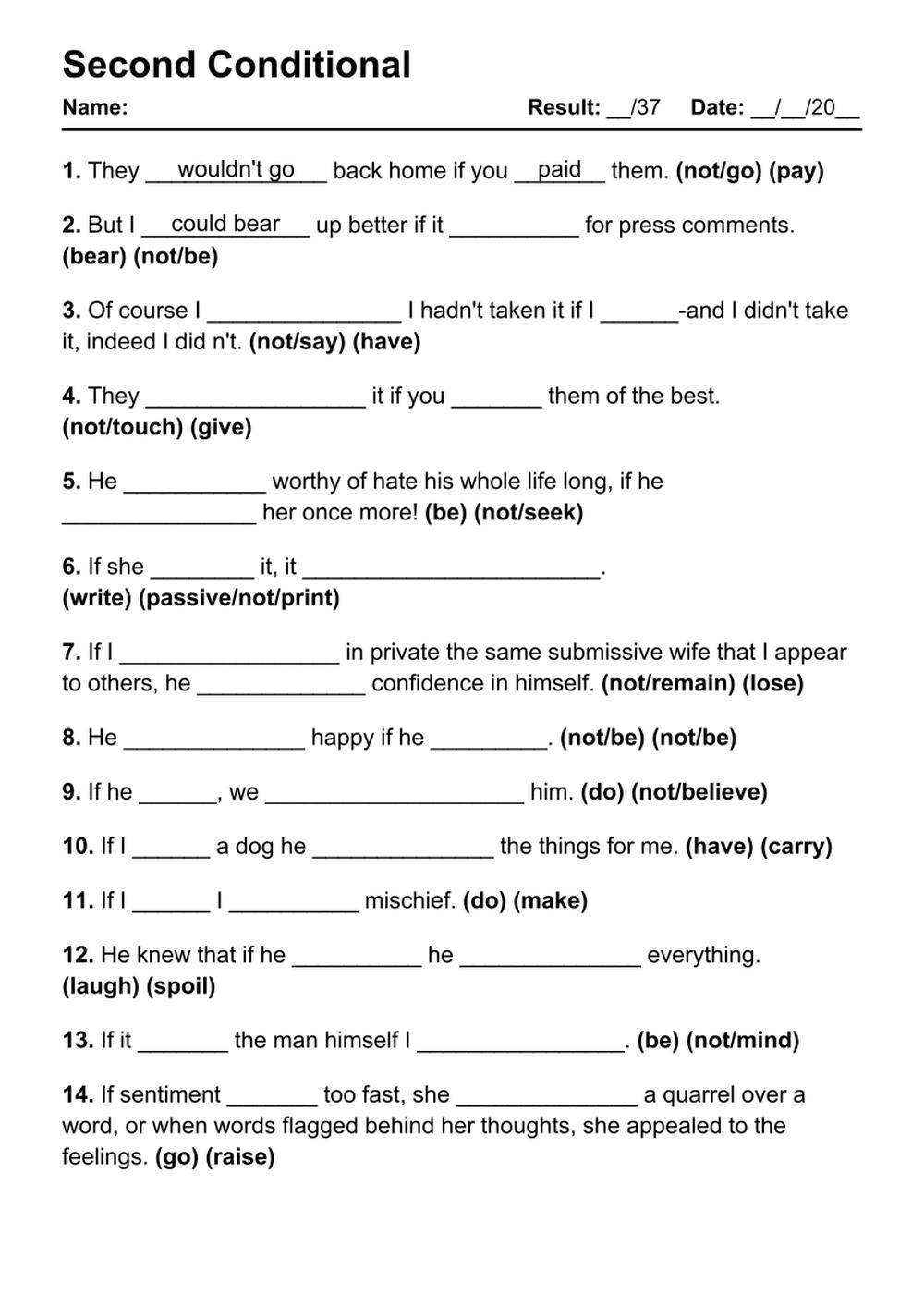 101 Printable Second Conditional PDF Worksheets With Answers Grammarism