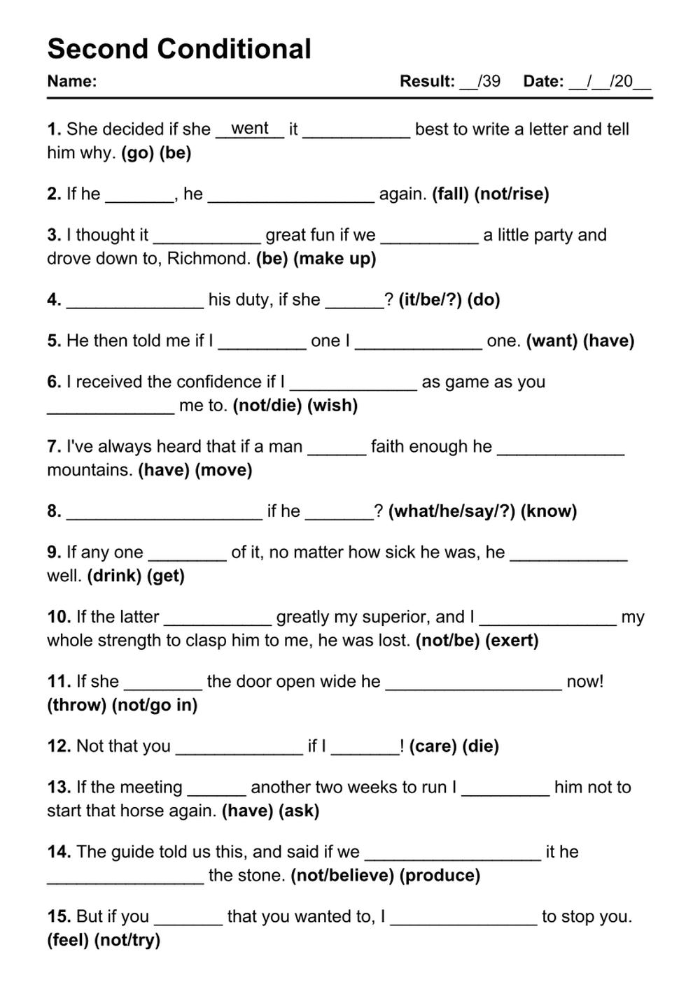 101 Printable Second Conditional PDF Worksheets With Answers Grammarism