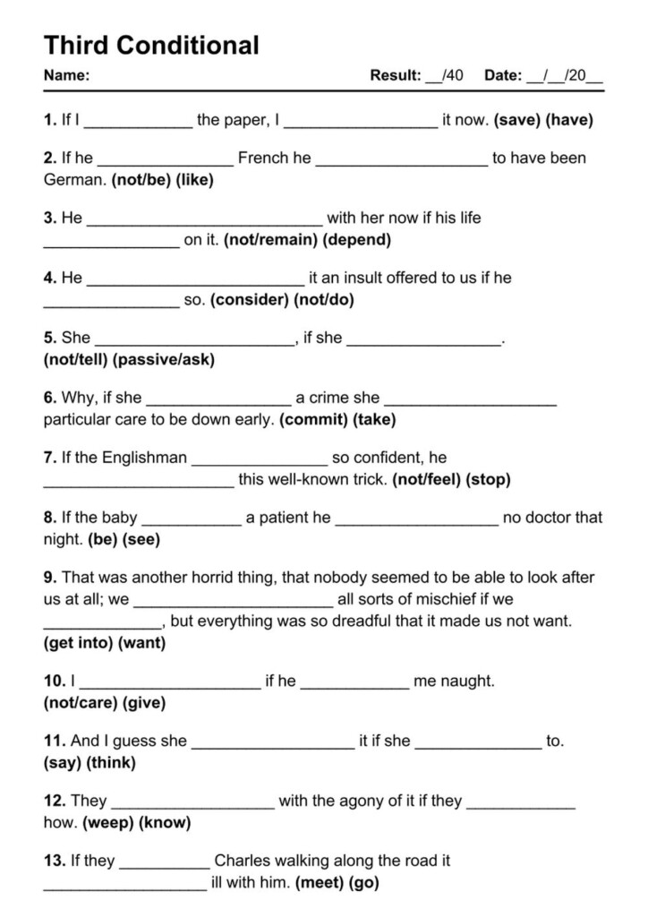 101 Printable Third Conditional PDF Worksheets With Answers Grammarism