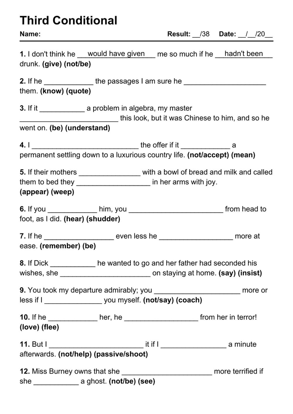 101 Printable Third Conditional PDF Worksheets With Answers Grammarism