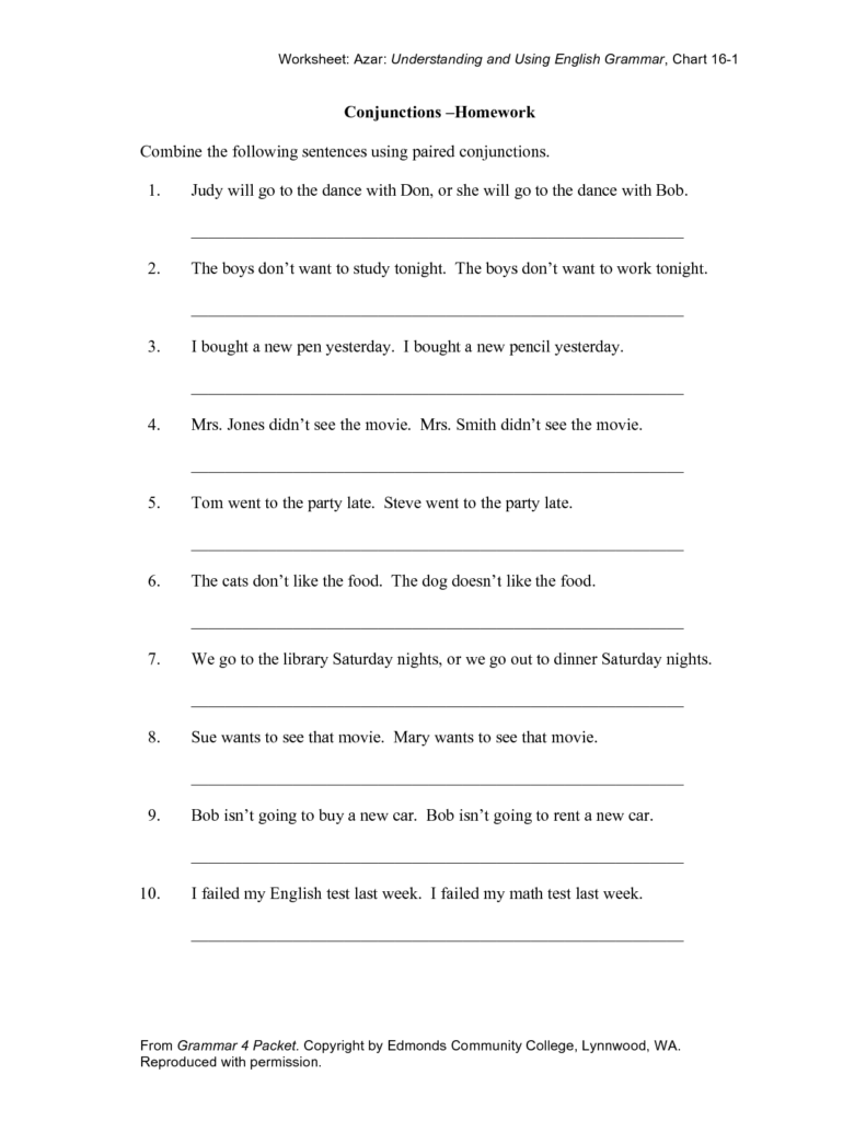 15 Worksheets Using Conjunctions Worksheeto