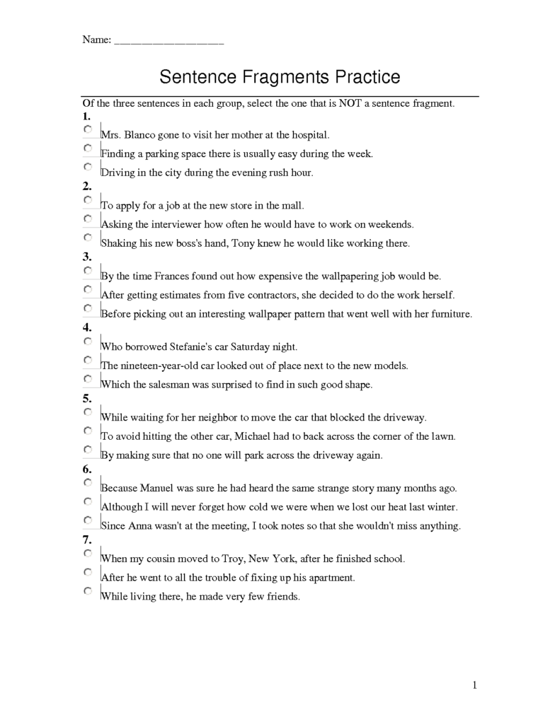 18 Sentence Fragment Worksheet With Answers Worksheeto