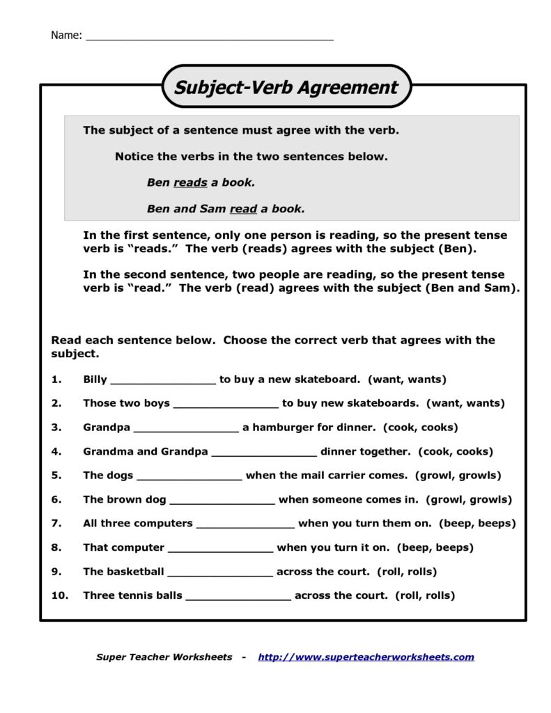 18 Subject Verb Worksheets High School Worksheeto