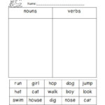 1st Grade Noun And Verb Worksheets