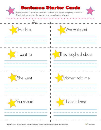 1st Grade Sentence Starters