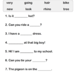 1st Grade Worksheets Word Bank Sentences Coloring rocks