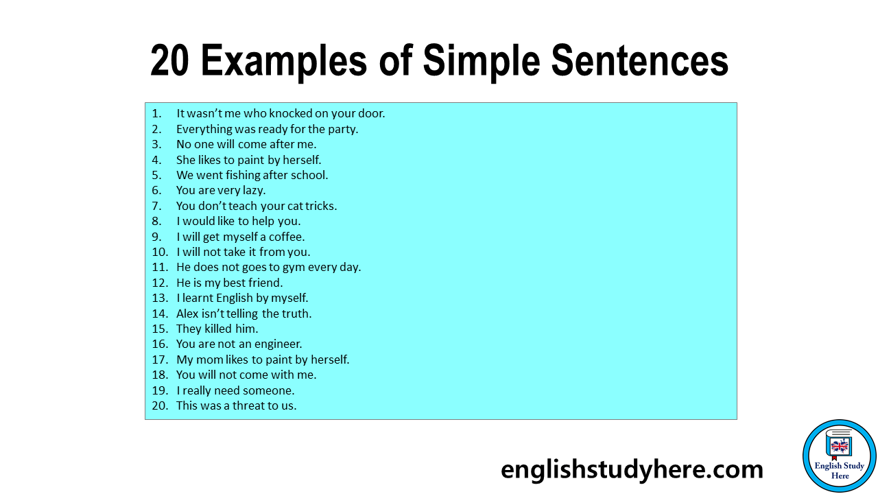 20 Examples Of Simple Sentences English Study Here