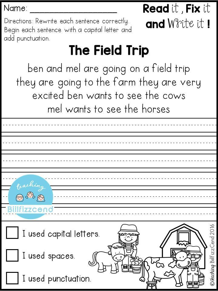 2nd Grade Editing Sentences Worksheets Maryann Kirby s Reading Worksheets