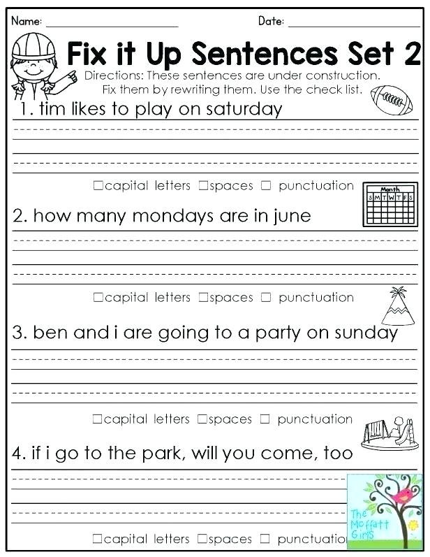 2Nd Grade Sentence Worksheet