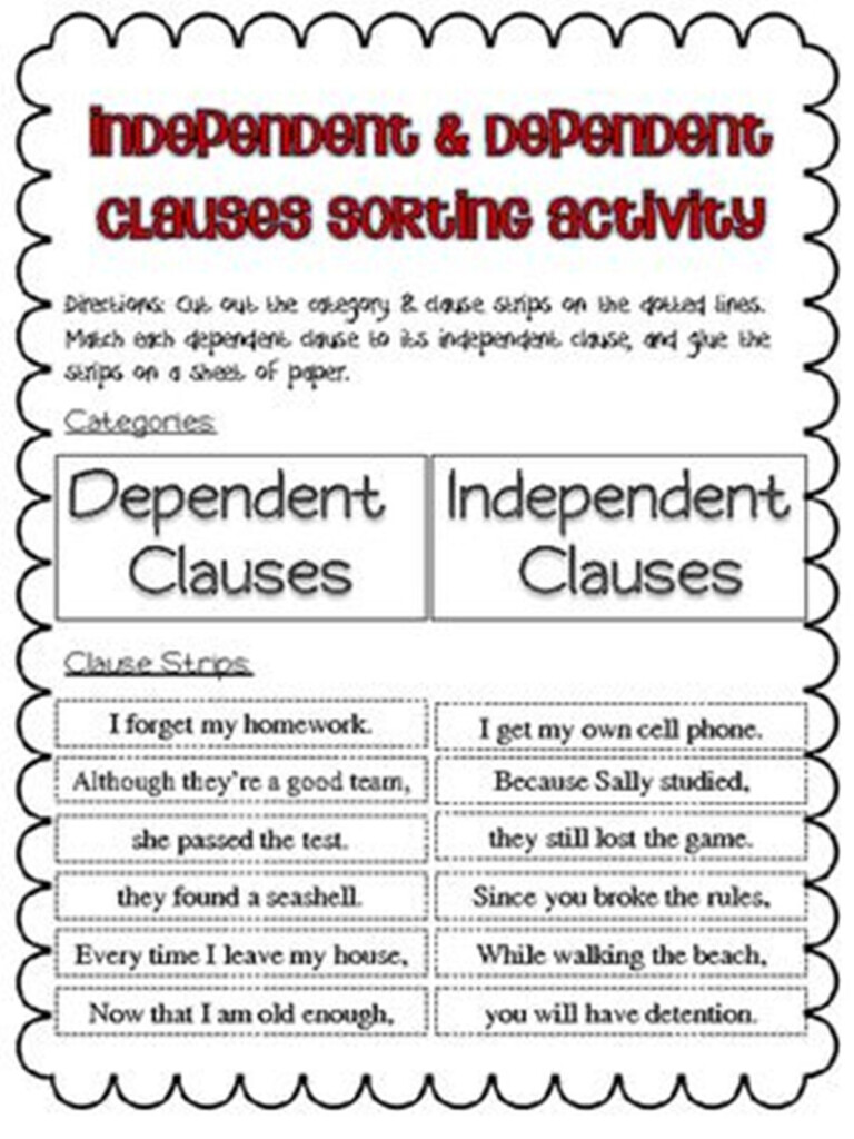 30 Independent And Dependent Clauses Worksheets Coo Worksheets