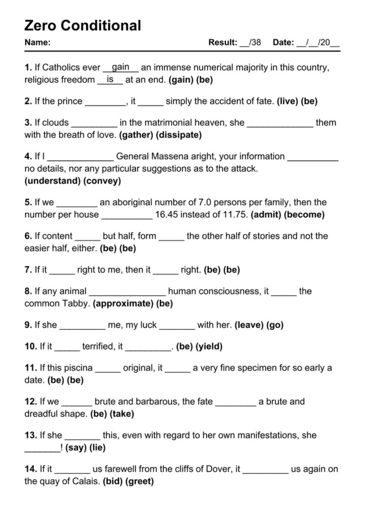 36 Printable Zero Conditional PDF Worksheets With Answers Grammarism