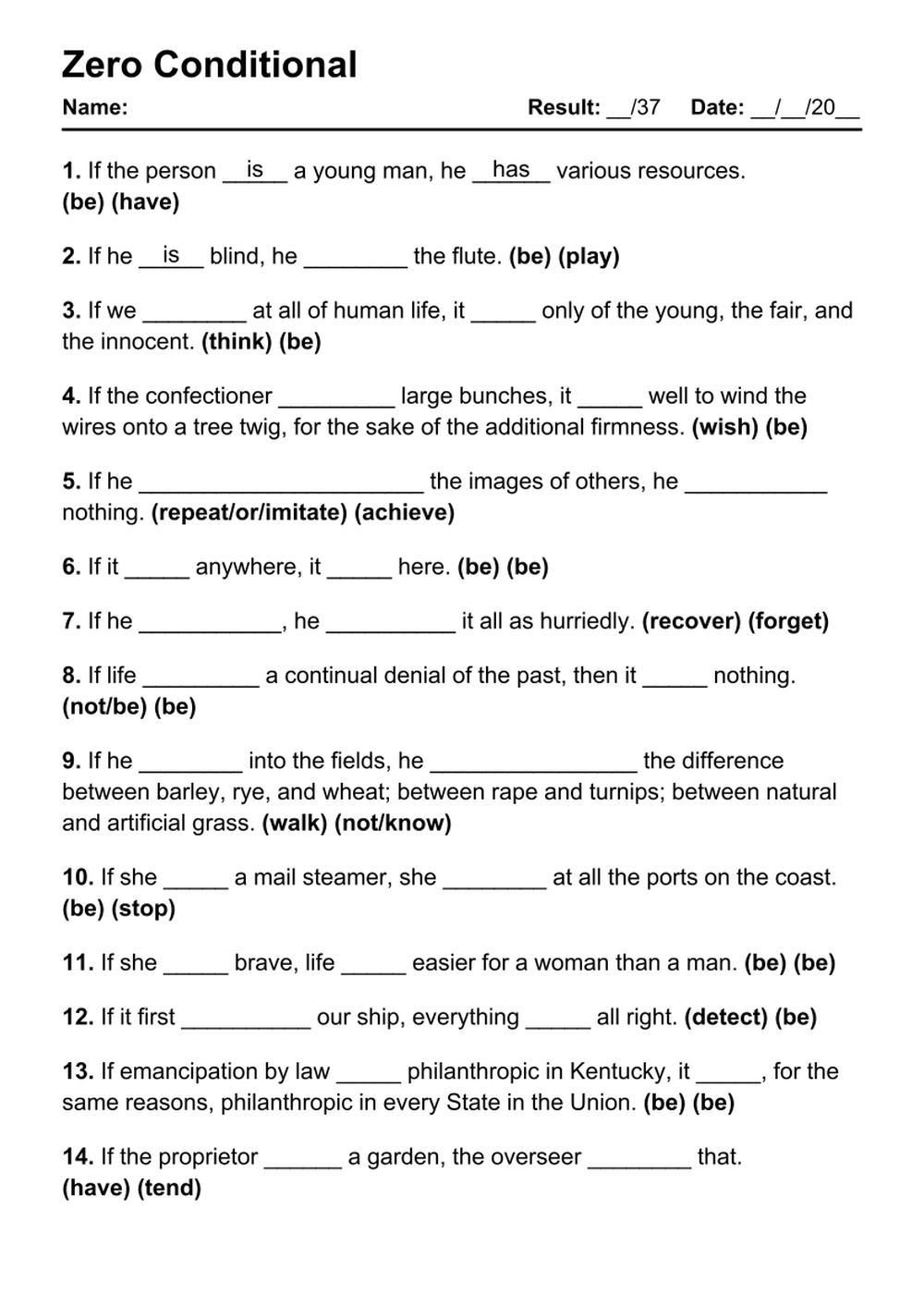 36 Printable Zero Conditional PDF Worksheets With Answers Grammarism