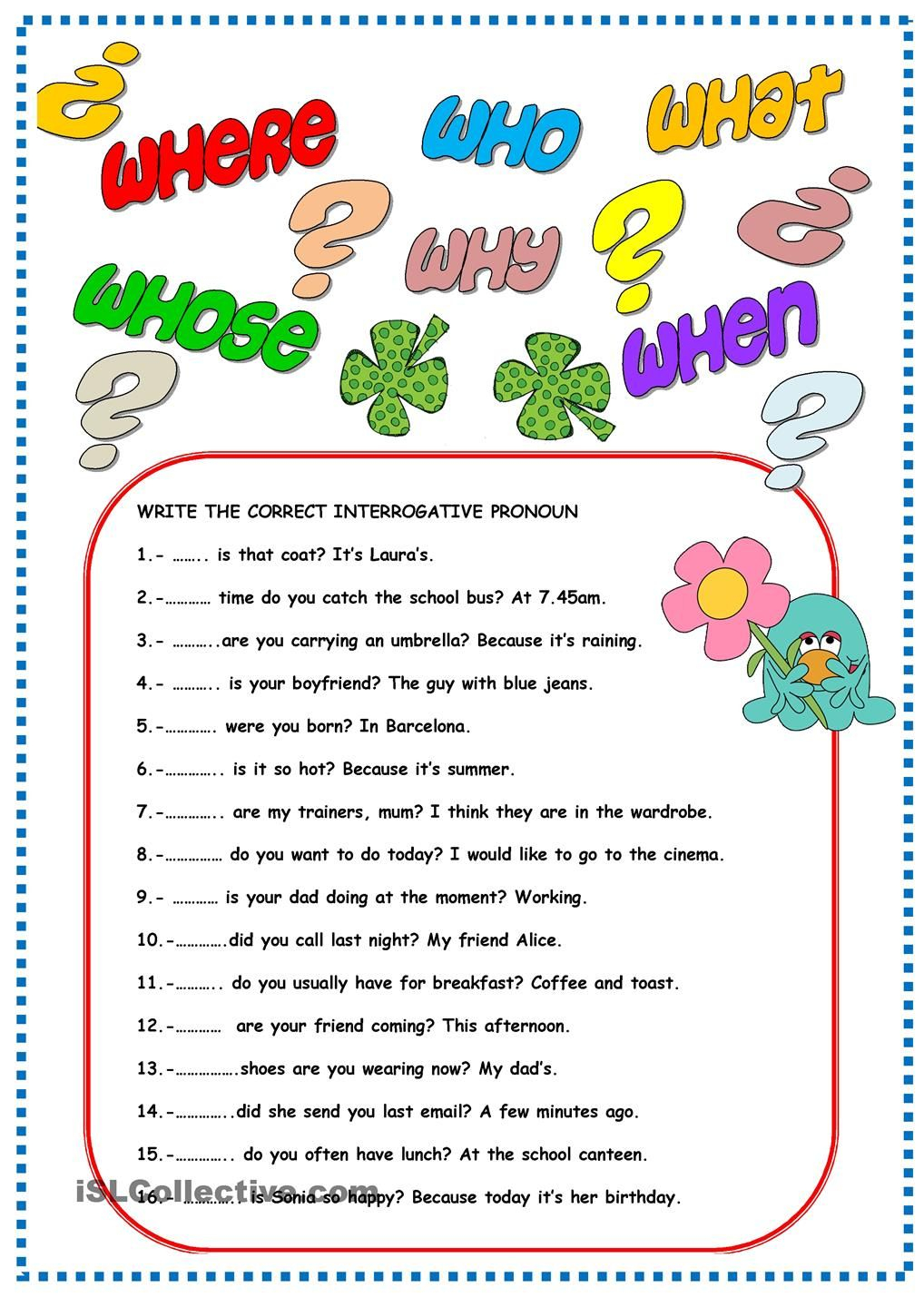 3rd Grade Interrogative Pronouns Worksheet Grade 3 Thekidsworksheet