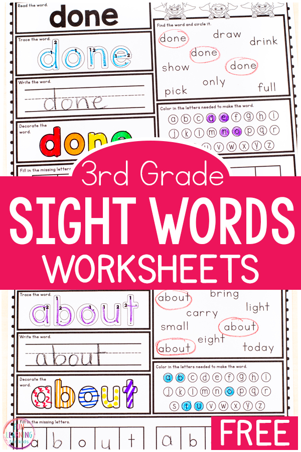 3rd Grade Sight Word Worksheets