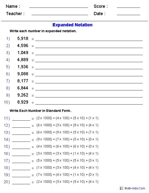 4th Grade Place Value Worksheets Grade 4