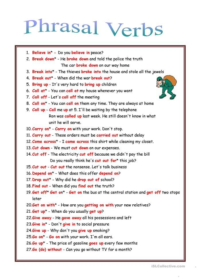 53 Phrasal Verbs Rules Exercises English ESL Worksheets For 