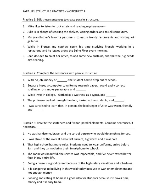 9 Parallel Structure Examples PDF Examples