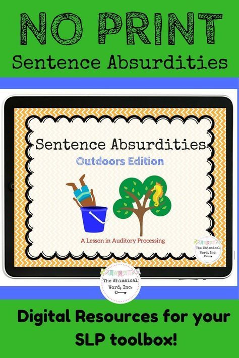 Absurdities In Sentences Activity No Print Speech Therapy Distance 