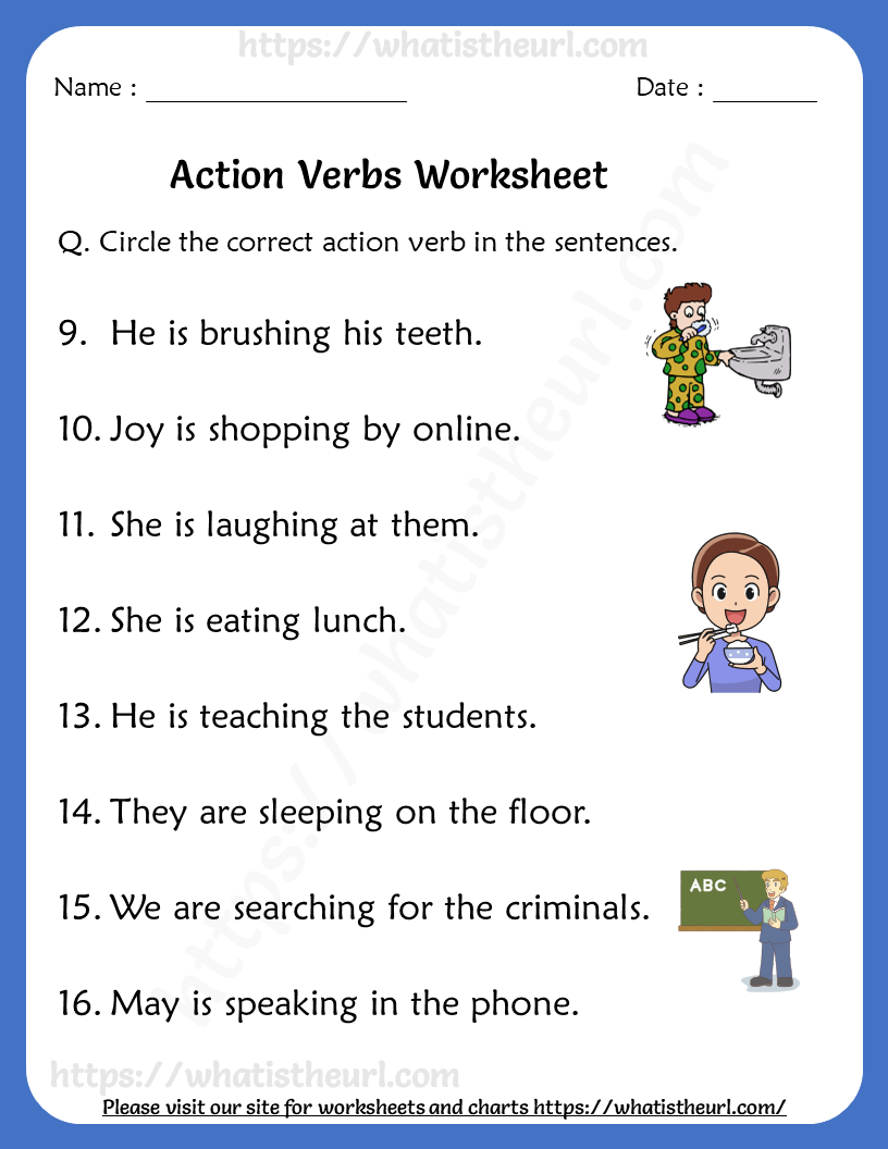 Action Verbs Worksheets For Grade 1 Your Home Teacher