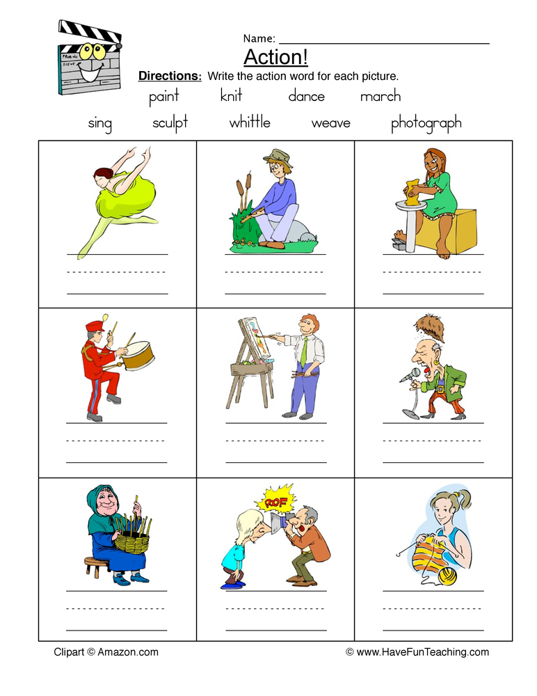 Action Words Worksheet Have Fun Teaching