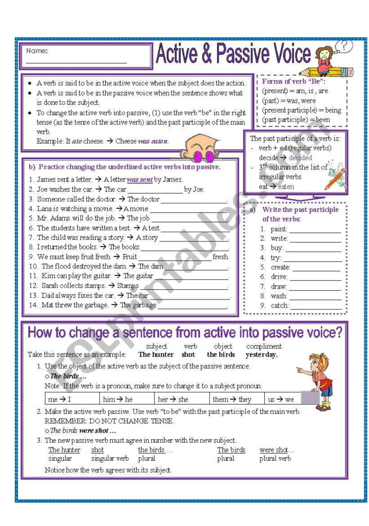 Active Passive Voice Worksheet