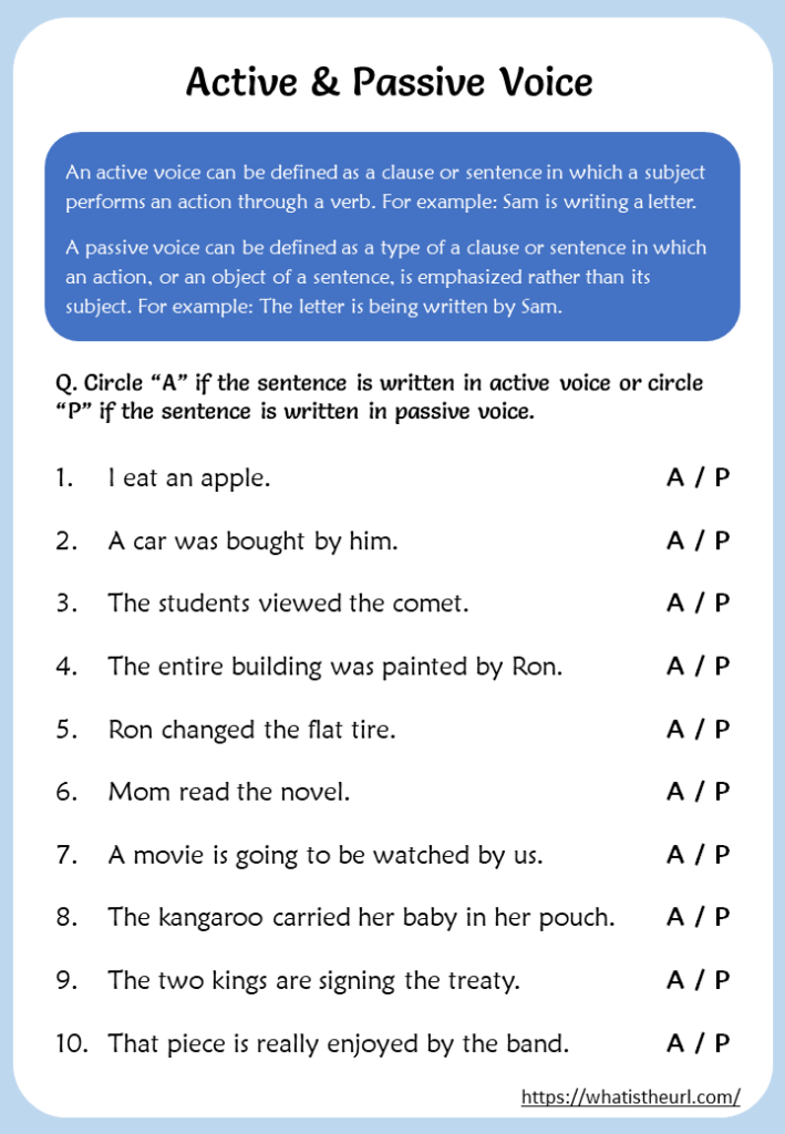 Active Passive Voice Worksheets Active And Passive Voice English 