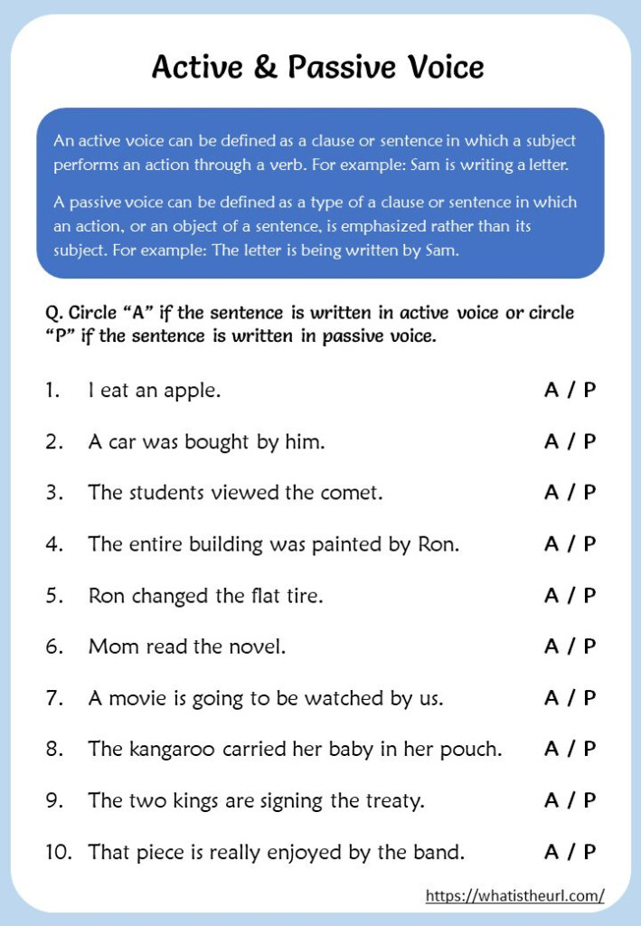 Active Passive Voice Worksheets Active And Passive Voice The Voice 