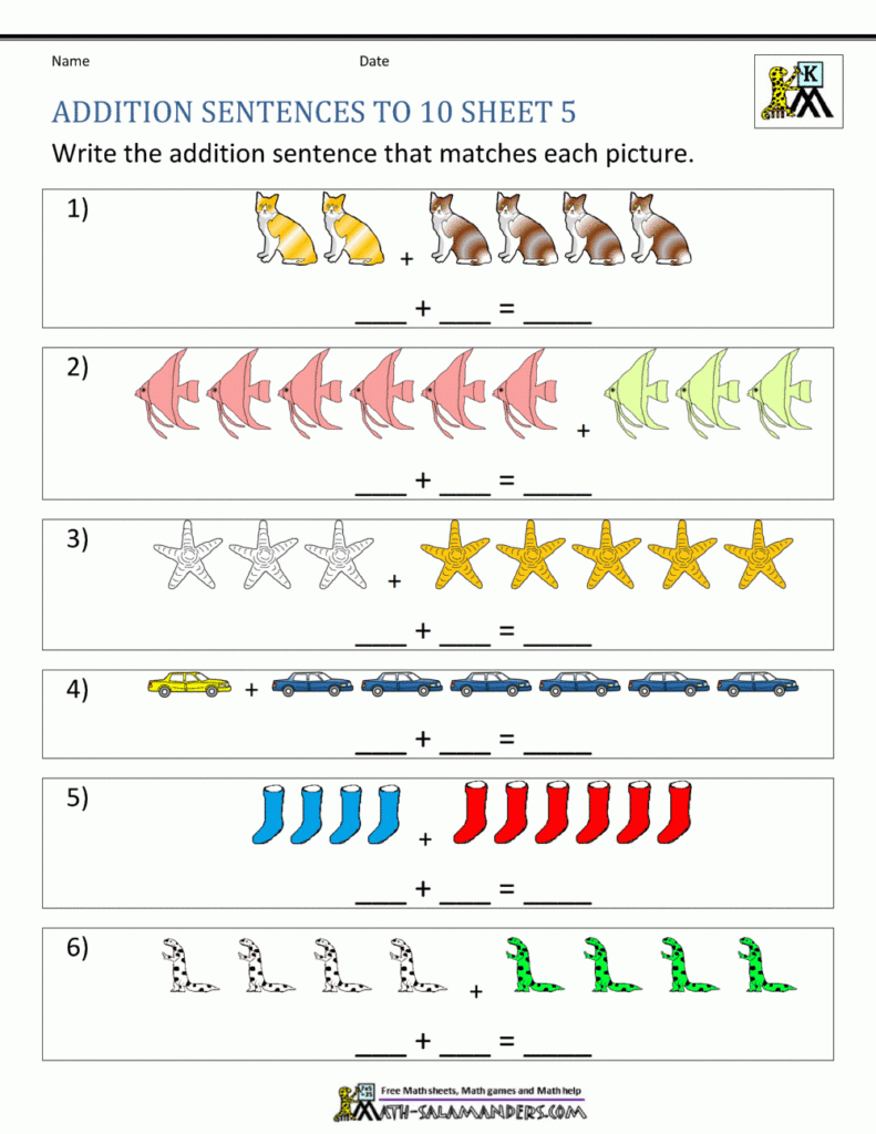 Addition Of Numbers Worksheet