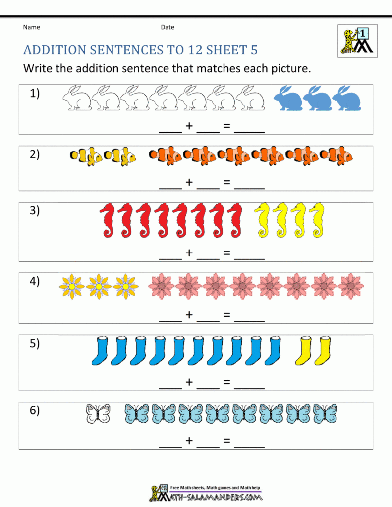 Addition Worksheets First Grade Activities CA5