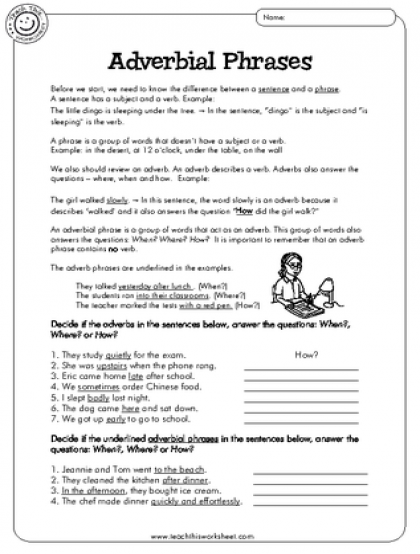 Adverb Worksheet With Answers