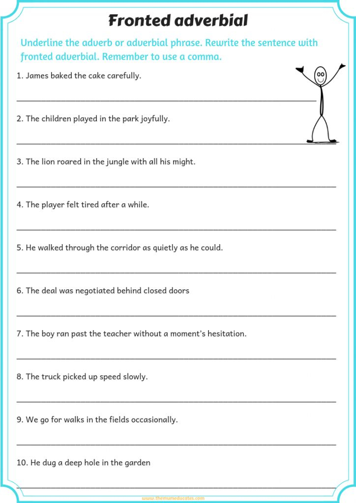 Adverbial Phrase Worksheet With Answers
