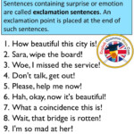An English Speaking Poster With The Words Exclaimtory Sentences On It