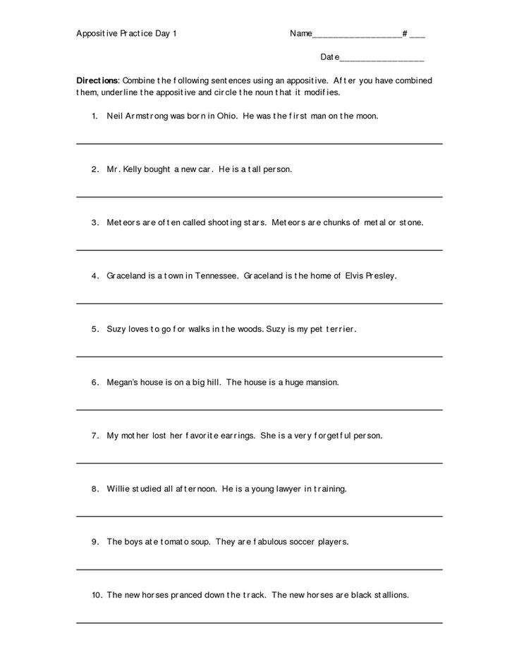 Appositives Worksheets With Answers