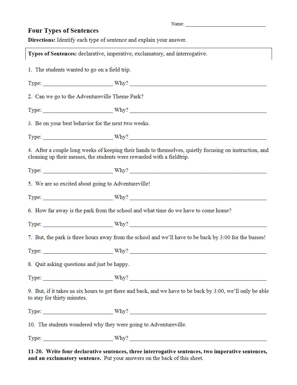 Apsg Class 8 The Sentences Worksheets For Practice