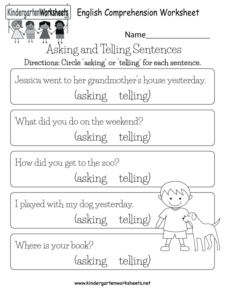 Asking And Telling Sentences Worksheets For Grade 1 How Progress