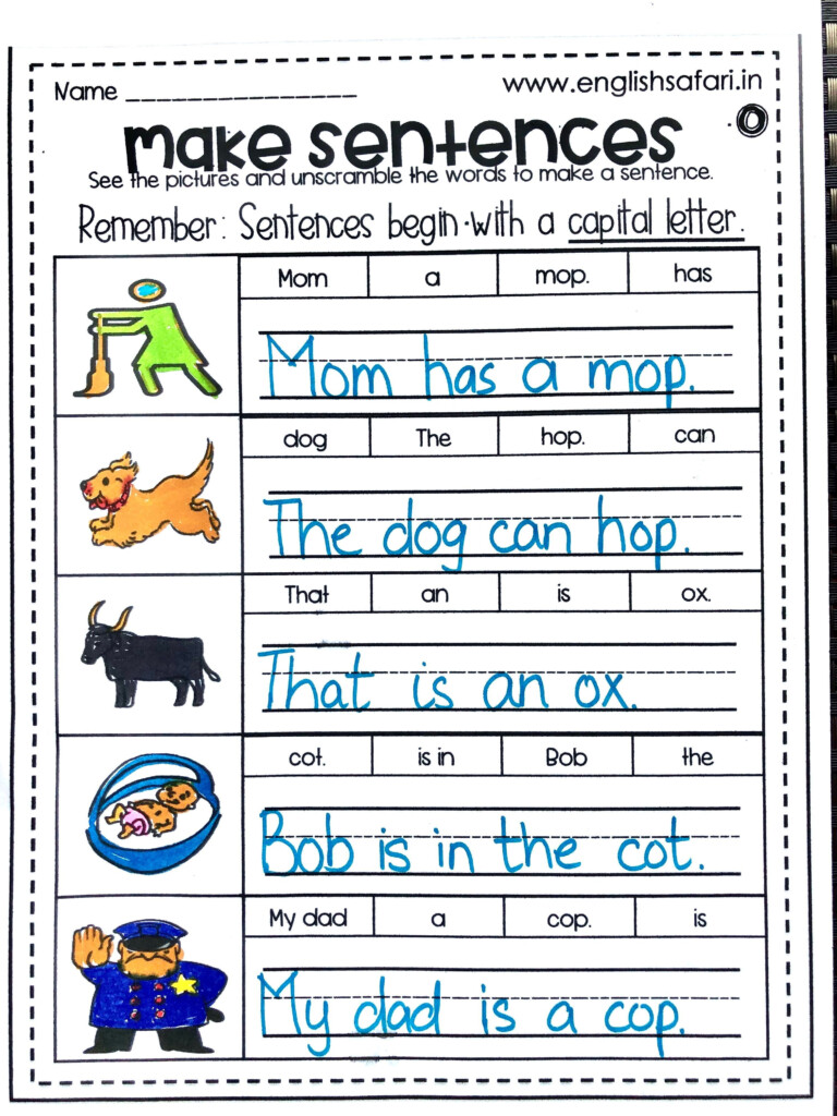 Basic Sentences Kindergarten Worksheet