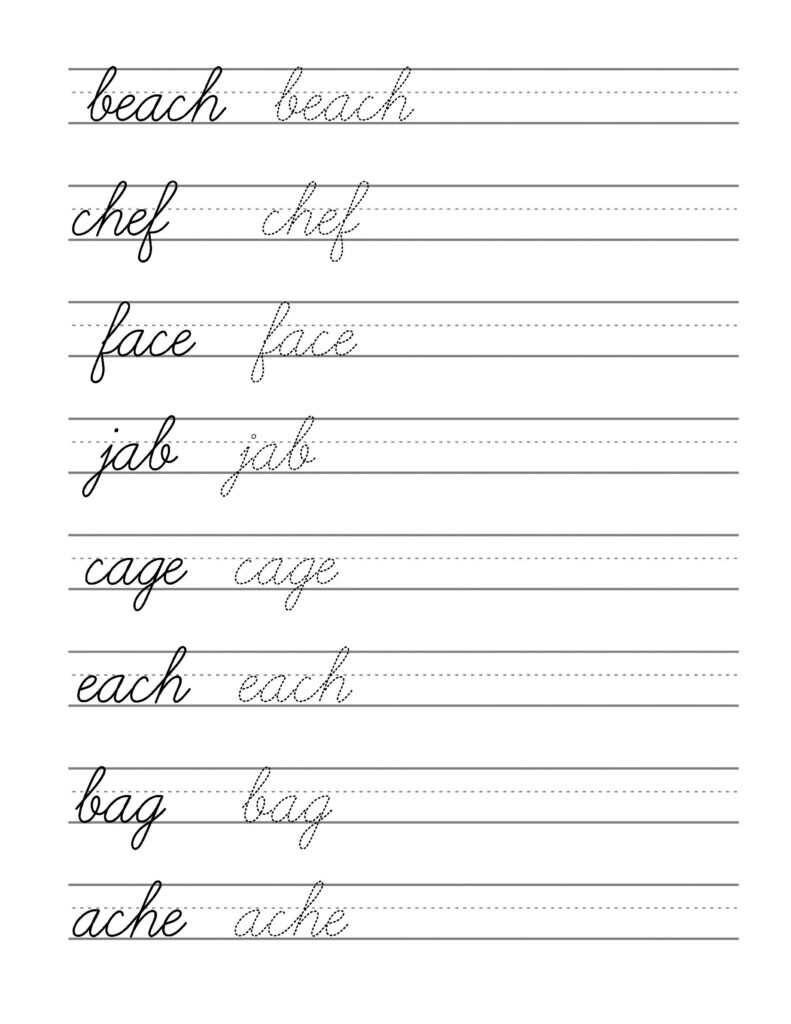 Beginner Printable Cursive Practice Sheets