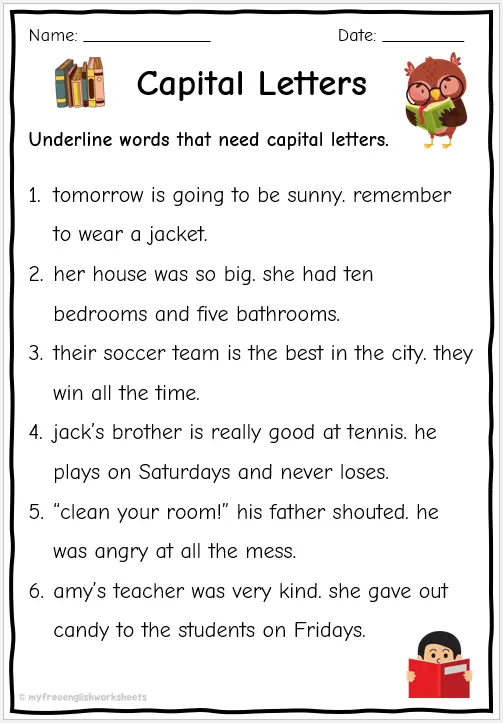 Capital Letters Worksheets Free English Worksheets