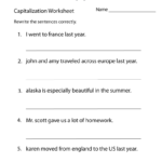 Capitalization Practice Worksheet Worksheets Worksheets