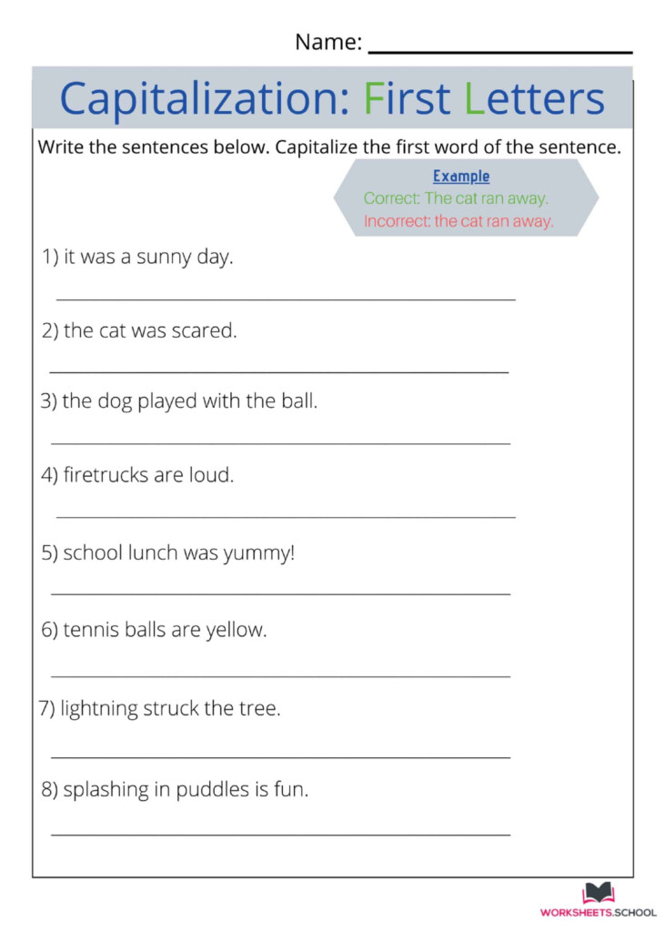 Capitalization Worksheets Printable Worksheets