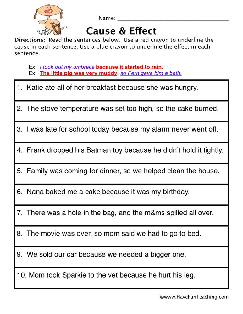 Cause And Effect Find It Worksheet By Teach Simple