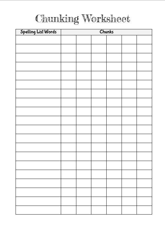 Chunking Worksheet Screenshot Word Chunk Spelling Lists Worksheets