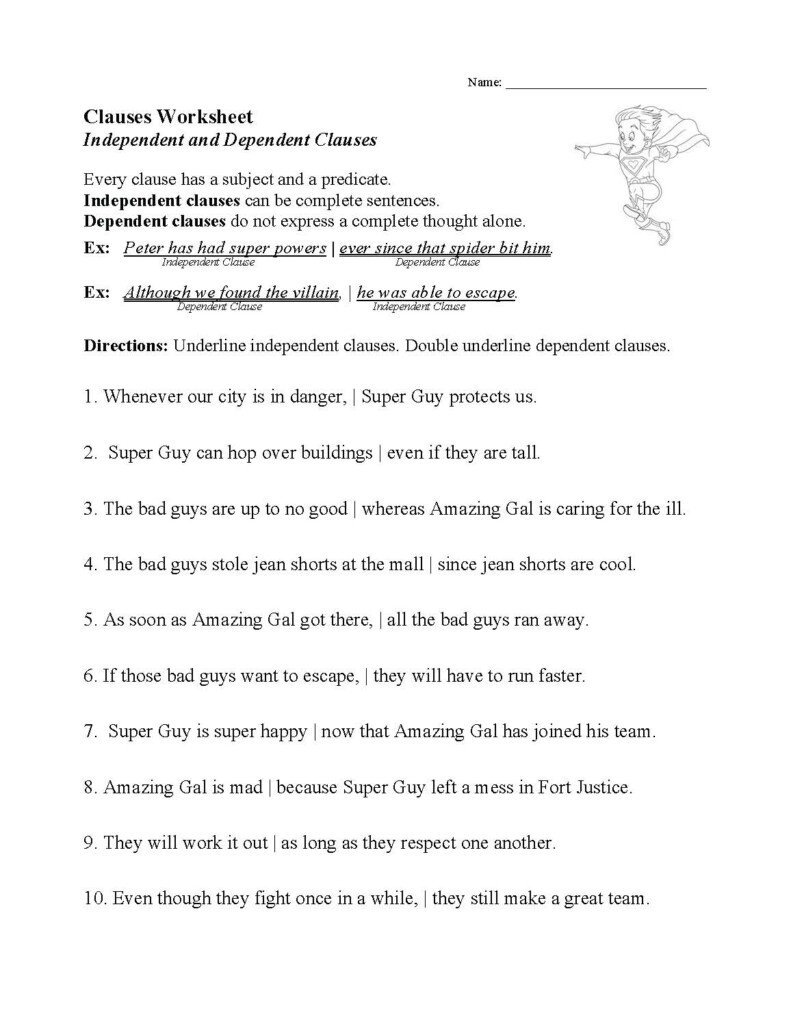 Clauses Worksheet Sentence Structure Activity