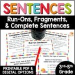 Complete And Incomplete Sentences Run Ons Fragments Worksheets