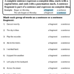 Complete Sentence Vs Fragment Worksheet
