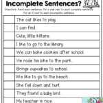 Complete Sentence Worksheet 1st Grade