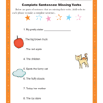 Complete Sentences Missing Verbs Sentence Structure Worksheets