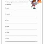 Complete Sentences Worksheet 4th Grade